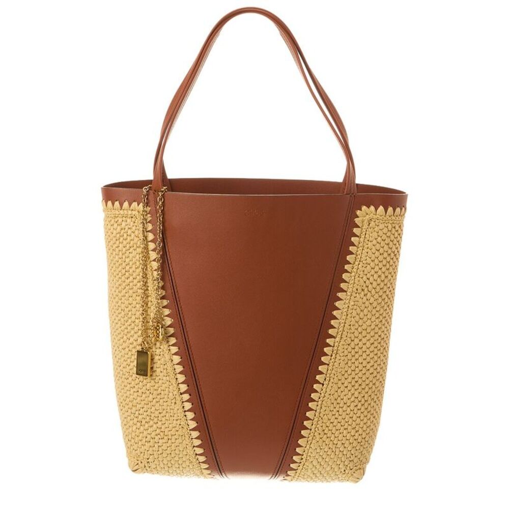 Chloé Raffia & Leather Tote, Brown